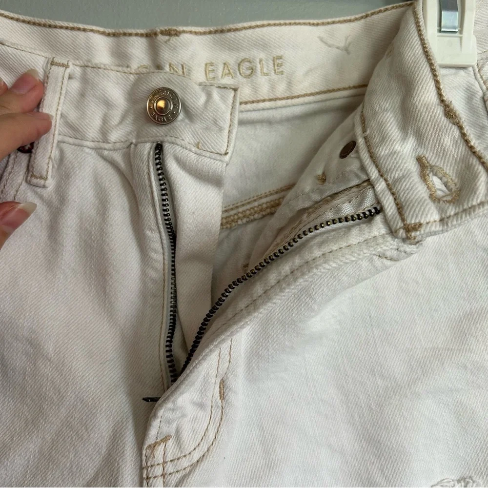 American Eagle White Ripped Jean Shorts - Picture 9 of 10